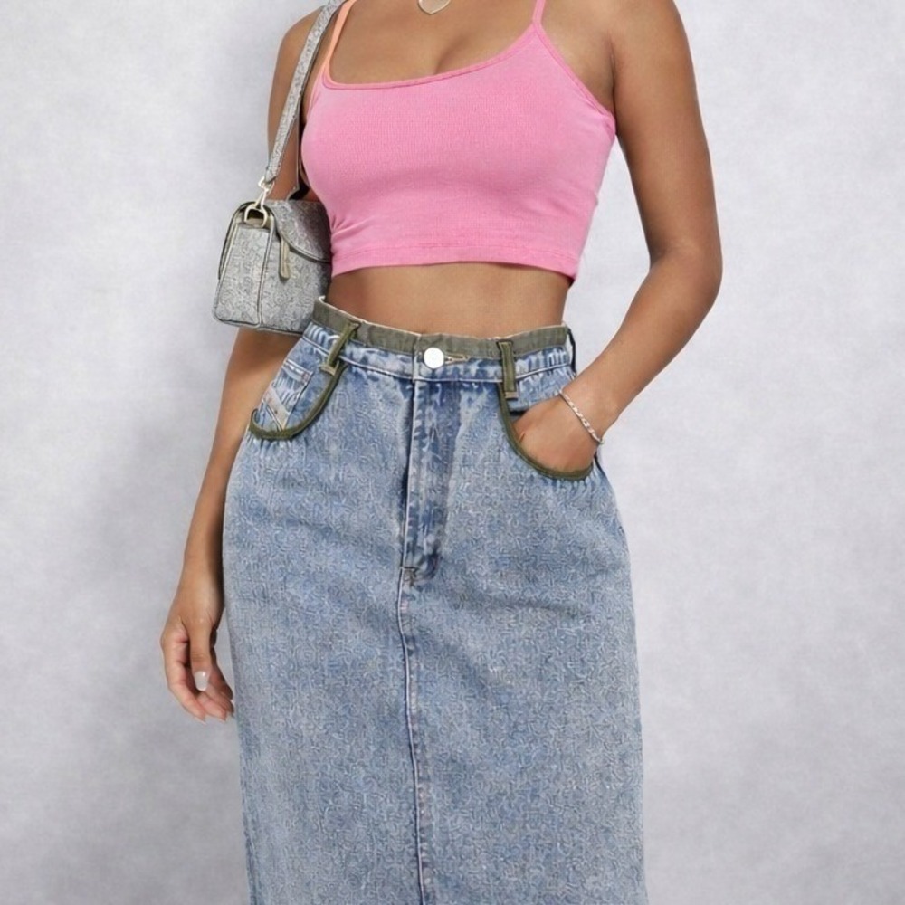 Vintage 90s Jordache Studio Denim Midi Skirt Stonewash Retro‎ Streetwear Jean 10